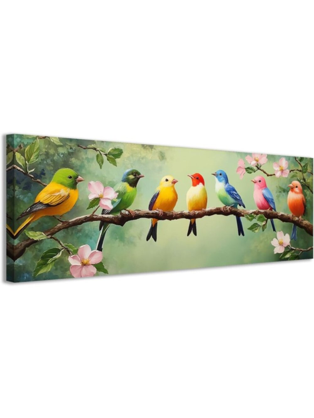 Colorful Birds on Tree Branches Canvas Wall Art | Framed Home Decor for Kitchen